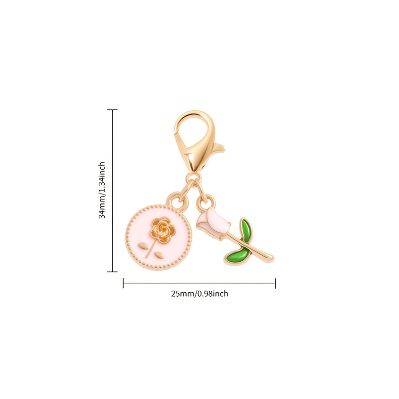 8pcs Small Alloy Flowers with Lobster Clasps for Craft Making